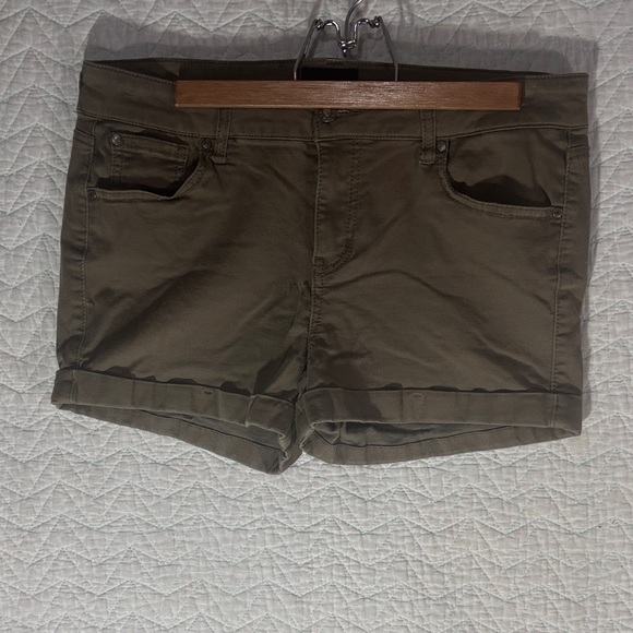 Celebrity Pink Pants - Celebrity Pink Olive Green Cuffed Shorts